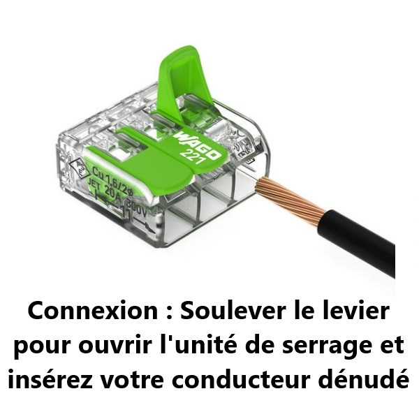 WAGO - Boîte de 25 Bornes GREEN Range auto fils souple / rigide 5 x (0,2 à 4mm2) - Réf : WAG 221-425