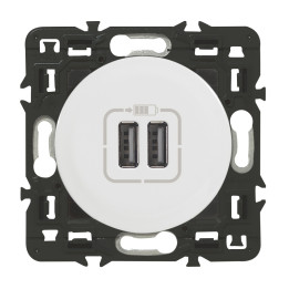 Legrand - Céliane - Prise double USB Céliane Type-A 3A 15W - Blanc : Réf 099736