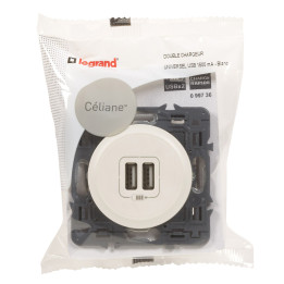 Legrand - Céliane - Prise double USB Céliane Type-A 3A 15W - Blanc : Réf 099736