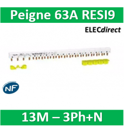Schneider - Resi9 xp peigne monobloc - 3p+n - 63a - 13 modules - cache dents 5m - R9PXH413