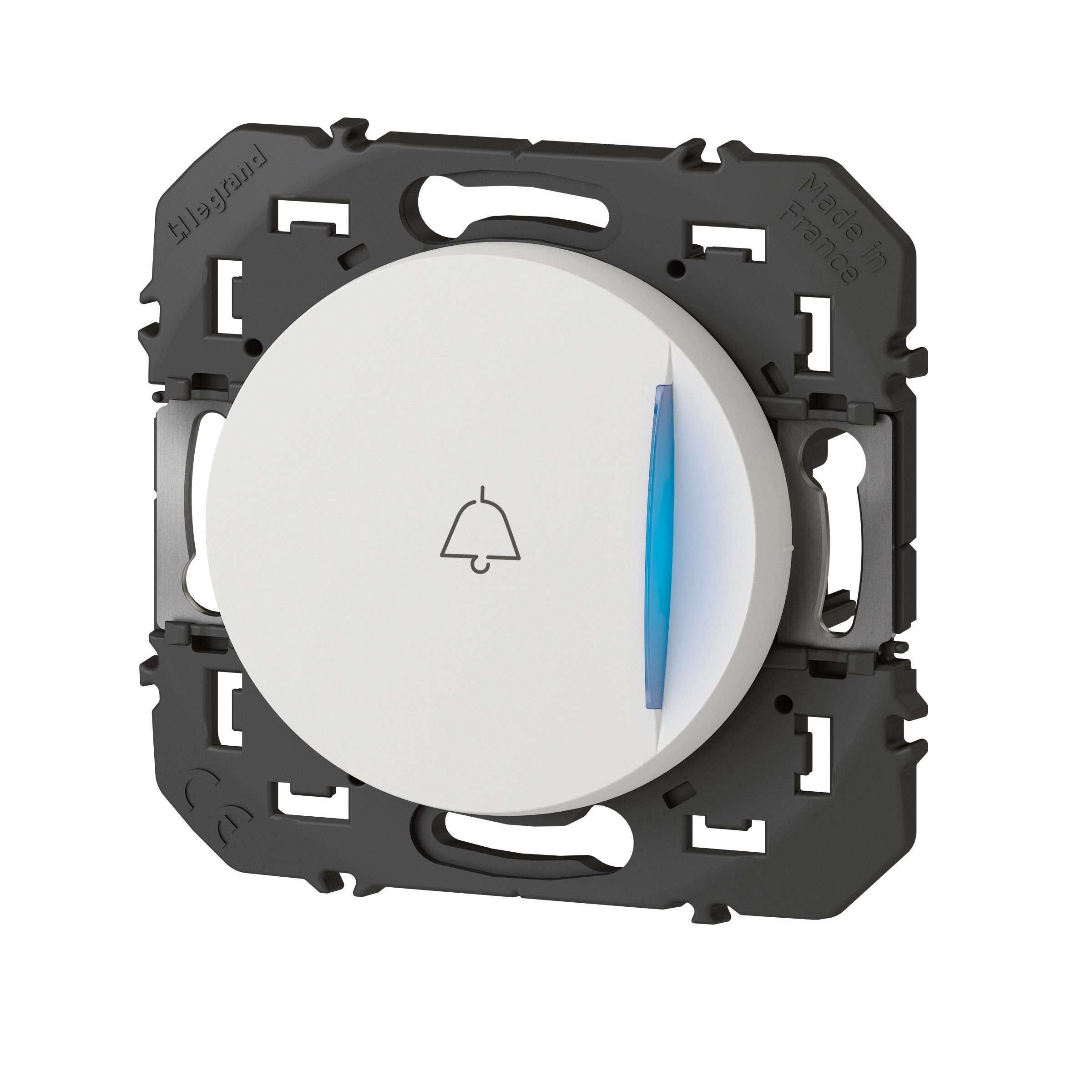 Legrand - Poussoir simple avec voyant lumineux et marquage sonnette Dooxie - 6A - 250V~ - finition Blanc - Réf : 600018