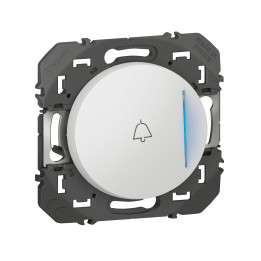 Legrand - Poussoir simple avec voyant lumineux et marquage sonnette Dooxie - 6A - 250V~ - finition Blanc - Réf : 600018