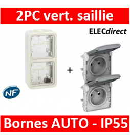 Legrand - Double prises 2P+T verticales précâblées Plexo saillie blanc - 16A - 250V - 069643+069691