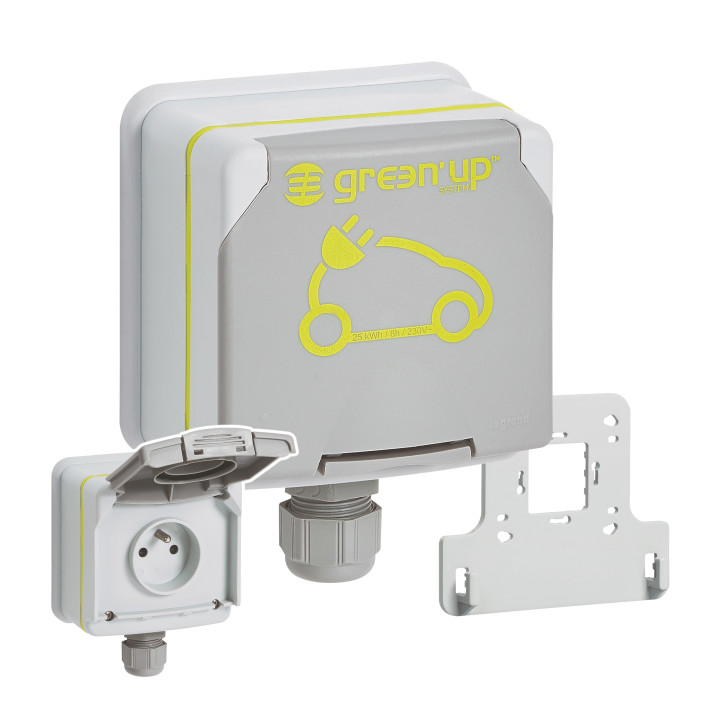 Legrand - Kit prise saillie étanche Green'up véhicule électrique + Disjoncteur diff. - 20A - Type F - Réf : 090471 + 410754
