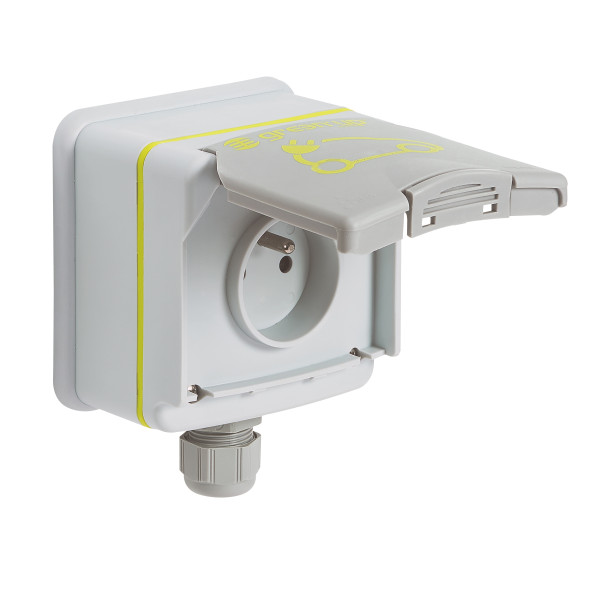 Legrand - Kit prise saillie étanche Green'up véhicule électrique + Disjoncteur diff. - 20A - Type F - Réf : 090471 + 410754