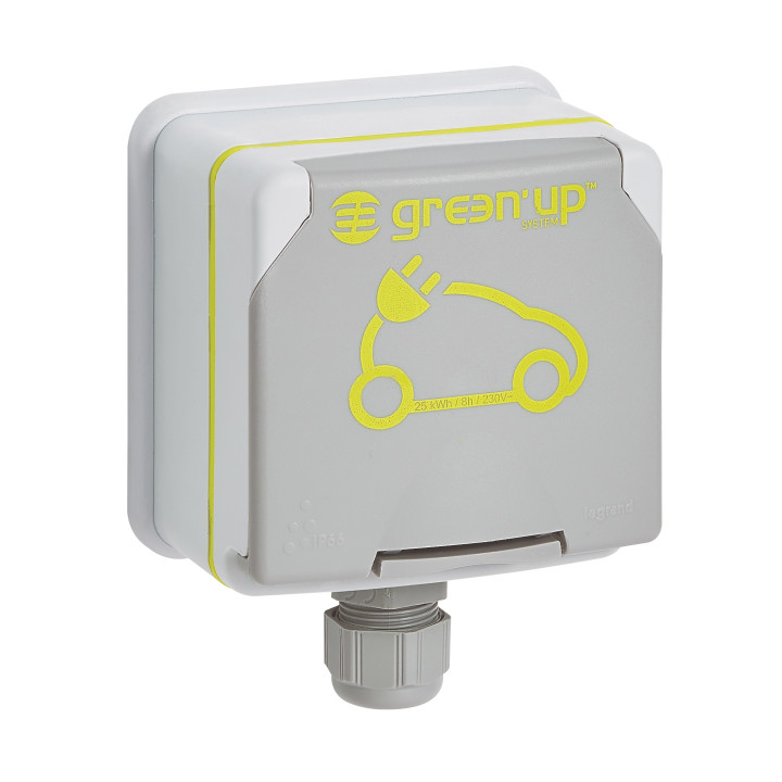 Legrand - Kit prise saillie étanche Green'up véhicule électrique + Disjoncteur diff. - 20A - Type F - Réf : 090471 + 410754