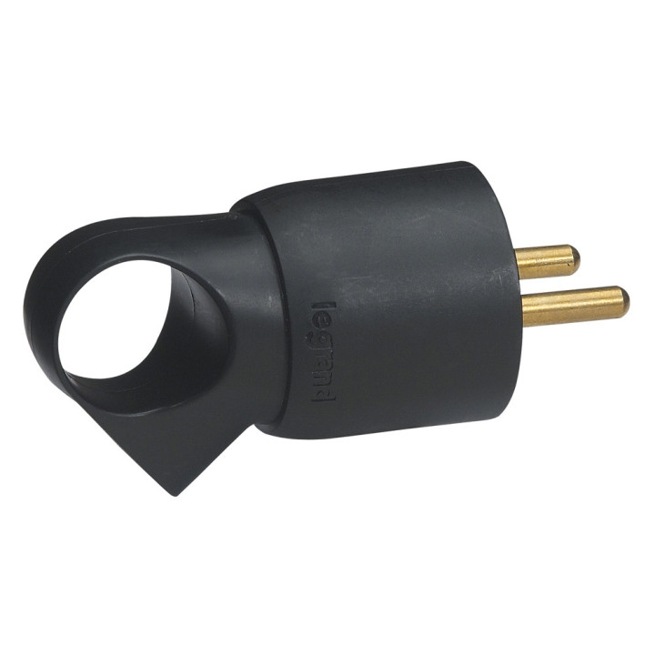 Legrand - Fiche plastique 2P+T 16A à anneau - noir - Réf : 050428