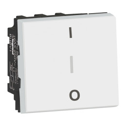 Legrand -Mosaic L -  Interrupteur bipolaire avec borne pour repiquage neutre - 10AX 250V - Blanc - Réf : 077050L
