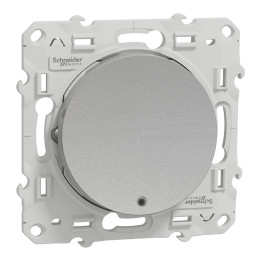 Schneider - Odace - Bouton poussoir - aluminium - lumineux LED bleu - 10A - 250V - Réf : S530276