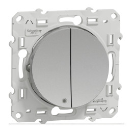 Schneider - Odace - Va et Vient Lumineux/Témoin Led + Va et vient - 10A - Aluminium - Réf : S530273