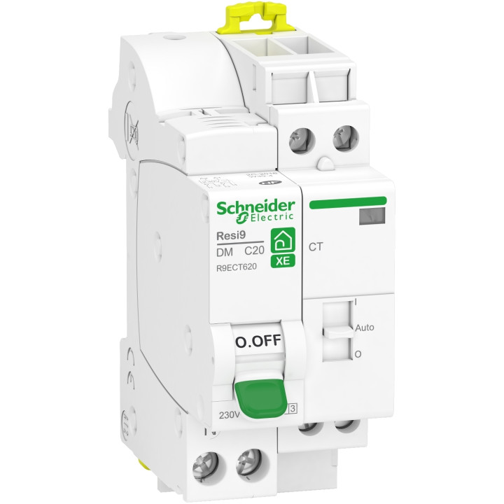 Schneider - Contacteur RESI9 Embrochable CT J/N heures creuses Bipolaire +Disj. 20A P+N - 2F - 20A - Réf : R9ECT620