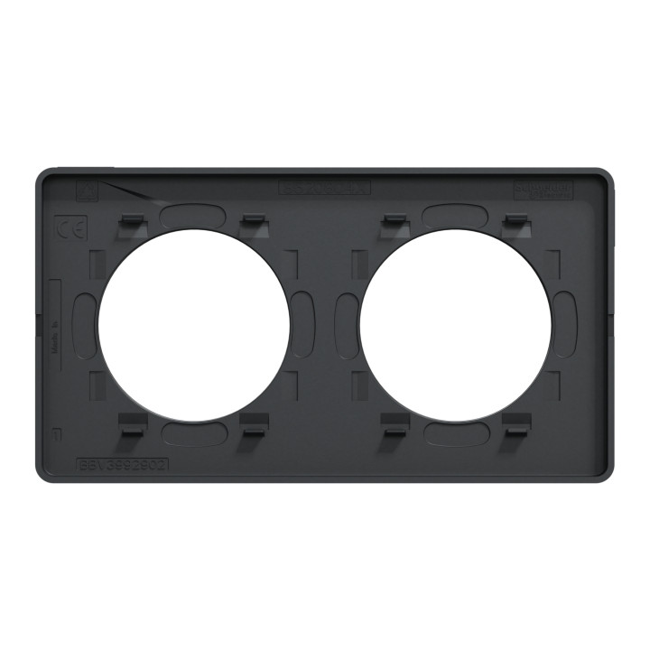 Schneider - Odace 2011 - Touch - Plaque 2 postes - Entraxe 71 mm - Anthracite - Réf : S540804