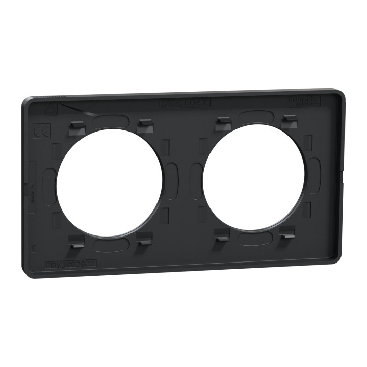 Schneider - Odace 2011 - Touch - Plaque 2 postes - Entraxe 71 mm - Anthracite - Réf : S540804