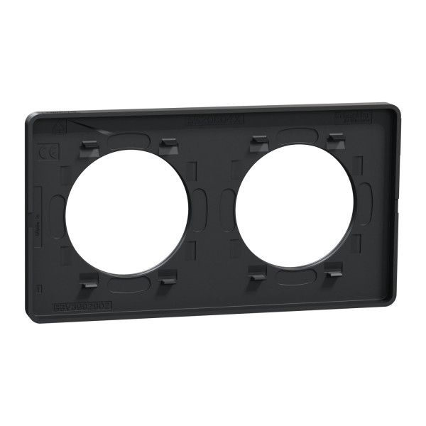 Schneider - Odace 2011 - Touch - Plaque 2 postes - Entraxe 71 mm - Anthracite - Réf : S540804