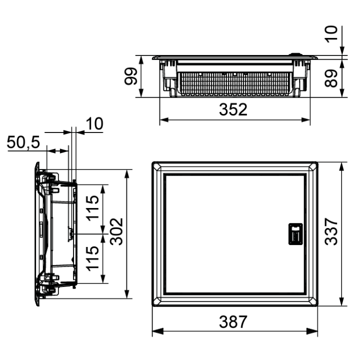 Digital electric - Coffret encastré vide - IP40 porte métal extra plate - 1 rangée - 14 mod - Réf : 07432