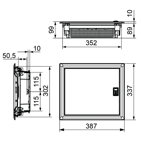 Digital electric - Coffret encastré vide - IP40 porte métal extra plate - 1 rangée - 14 mod - Réf : 07432