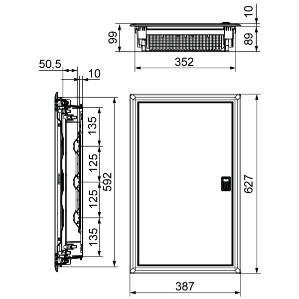 Digital Electric - Coffret encastré vide - IP40 porte métal extra plate - 3 rangées - 42 mod - Réf : 07436