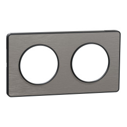 Schneider - Odace - Touch - Plaque 2 postes - entraxe 71 mm - ALU brossé avec liseré anthracite - Réf : S540804J