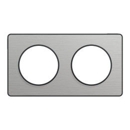 Schneider - Odace 2011 - Touch - Plaque 2 postes - Entraxe 71 mm - Aluminium brossé avec liseré anthracite - Réf : S540804J
