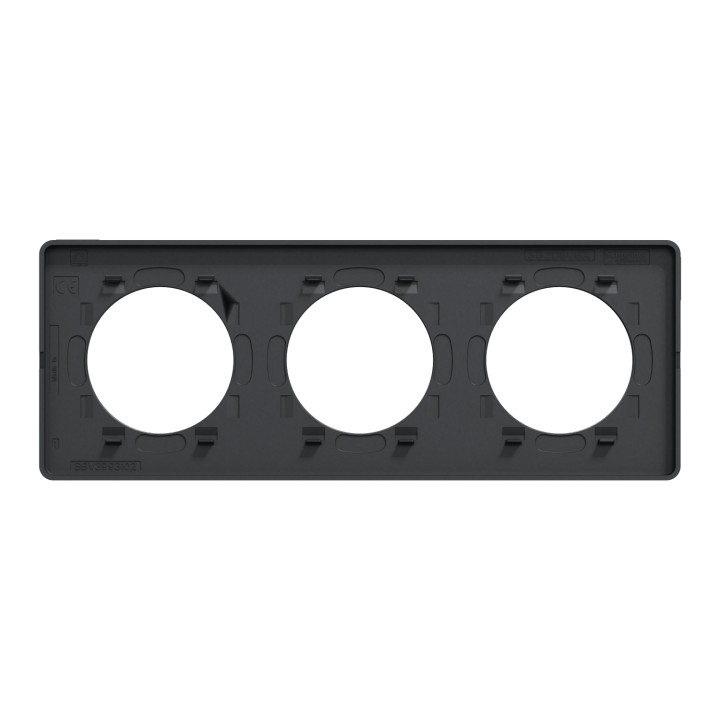 Schneider - Odace 2011 - Touch - Plaque 3 postes - Entraxe 71 mm - Aluminium brossé avec liseré anthracite - Réf : S540806J