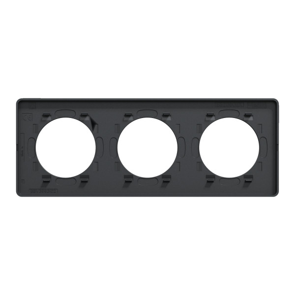 Schneider - Odace 2011 - Touch - Plaque 3 postes - Entraxe 71 mm - Aluminium brossé avec liseré anthracite - Réf : S540806J