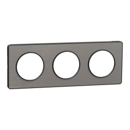 Schneider - Odace - Touch - Plaque 3 postes - entraxe 71 mm - ALU brossé avec liseré anthracite - Réf : S540806J
