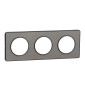 Schneider - Odace 2011 - Touch - Plaque 3 postes - Entraxe 71 mm - Aluminium brossé avec liseré anthracite - Réf : S540806J