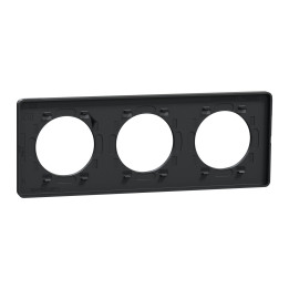 Schneider - Odace 2011 - Touch - Plaque 3 postes - Entraxe 71 mm - Aluminium brossé avec liseré anthracite - Réf : S540806J