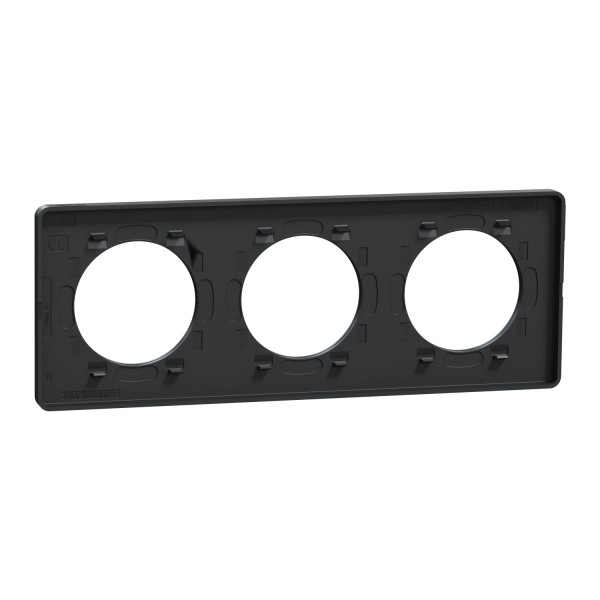 Schneider - Odace 2011 - Touch - Plaque 3 postes - Entraxe 71 mm - Aluminium brossé avec liseré anthracite - Réf : S540806J