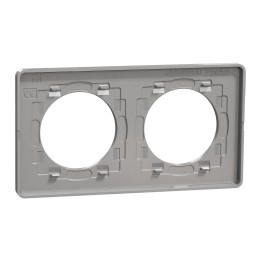 Schneider - Odace 2011 - Touch - Plaque 2 postes - Entraxe 71 mm - Aluminium finition ardoise - Réf : S530804V