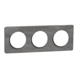 Schneider - Odace 2011 - Touch - Plaque 3 postes - Entraxe 71 mm - Aluminium finition ardoise - Réf : S530806V