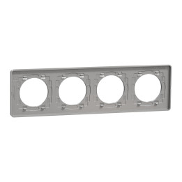 Schneider - Odace 2011 - Touch - Plaque 4 postes - Entraxe 71 mm - Aluminium finition ardoise - Réf : S530808V