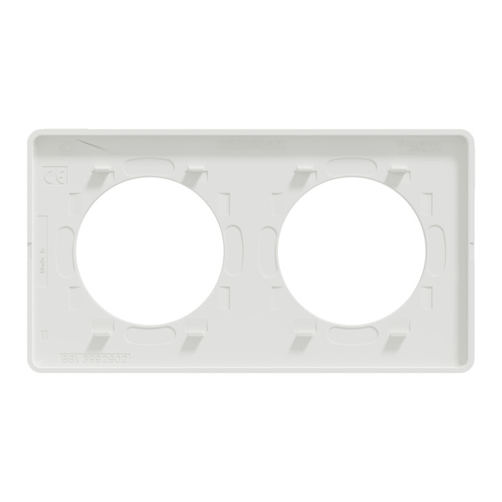 Schneider - Odace 2011 - Touch - Plaque 2 postes - Entraxe 71 mm - Blanc - Réf : S520804