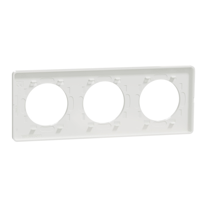 Schneider - Odace 2011 - Touch - Plaque 3 postes - Entraxe 71 mm - Blanc - Réf : S520806