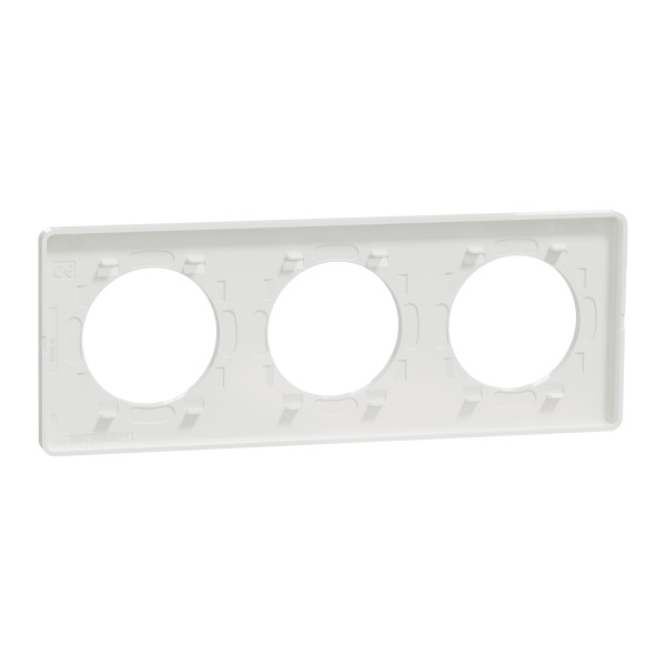 Schneider - Odace 2011 - Touch - Plaque 3 postes - Entraxe 71 mm - Blanc - Réf : S520806