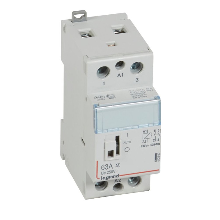 Legrand - Contacteur de puissance bipolaire bobine 230V - 63A - 2F - silencieux - 2M - Réf : 412560