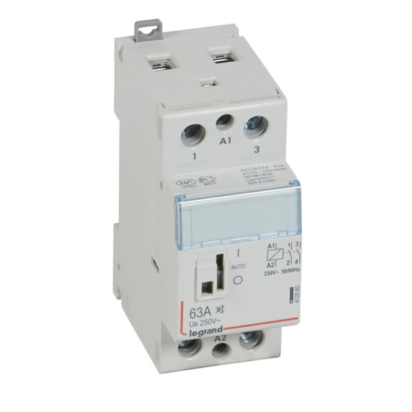 Legrand - Contacteur de puissance bipolaire bobine 230V - 63A - 2F - silencieux - 2M - Réf : 412560