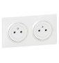 Legrand - Dooxie - Prise 2P+T double pré-câblé + Plaque - Blanc - Ref. : 600332 + 600802