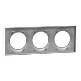 Schneider - Odace 2011 - Styl - Plaque 3 postes - Entraxe 71mm - Aluminium - Réf : S520706E