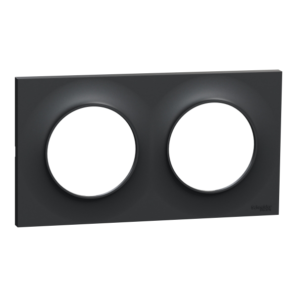 Schneider - Odace - Styl - Plaque 2 postes - entraxe 71 mm  - Anthracite - Réf : S540704
