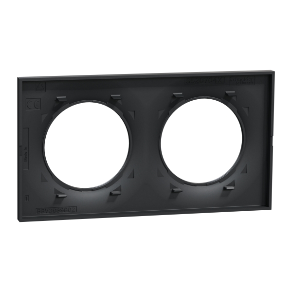 Schneider - Odace - Styl - Plaque 2 postes - entraxe 71 mm  - Anthracite - Réf : S540704
