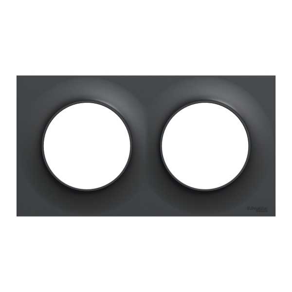 Schneider - Odace - Styl - Plaque 2 postes - entraxe 71 mm  - Anthracite - Réf : S540704