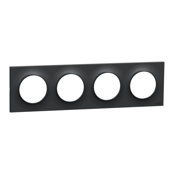 Schneider - Odace - Styl - Plaque 4 postes - entraxe 71 mm - Anthracite - Réf : S540708