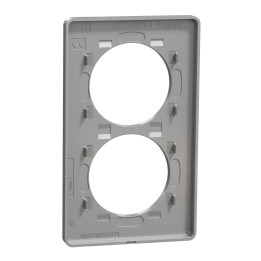 Schneider - Odace 2011 - Touch - Plaque 2 postes - Entraxe 57 mm - Aluminium finition ardoise - Réf : S530814V