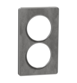 Schneider - Plaque 2 postes verticaux Aluminium Odace Touch - Entraxe 57 mm - Finition Ardoise avec liseré alu - Réf : S530814V