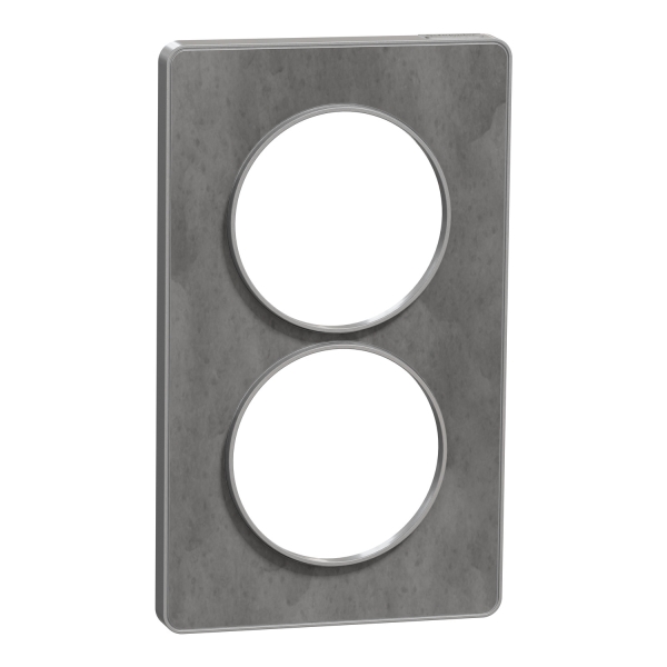 Schneider - Plaque 2 postes verticaux Aluminium Odace Touch - Entraxe 57 mm - Finition Ardoise avec liseré alu - Réf : S530814V