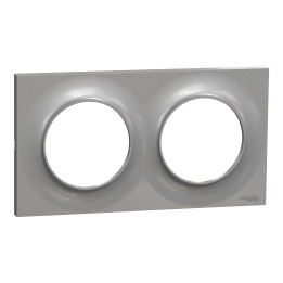 Schneider - Odace - Styl - Plaque 2 postes - entraxe 71mm - Aluminium - Réf : S520704E