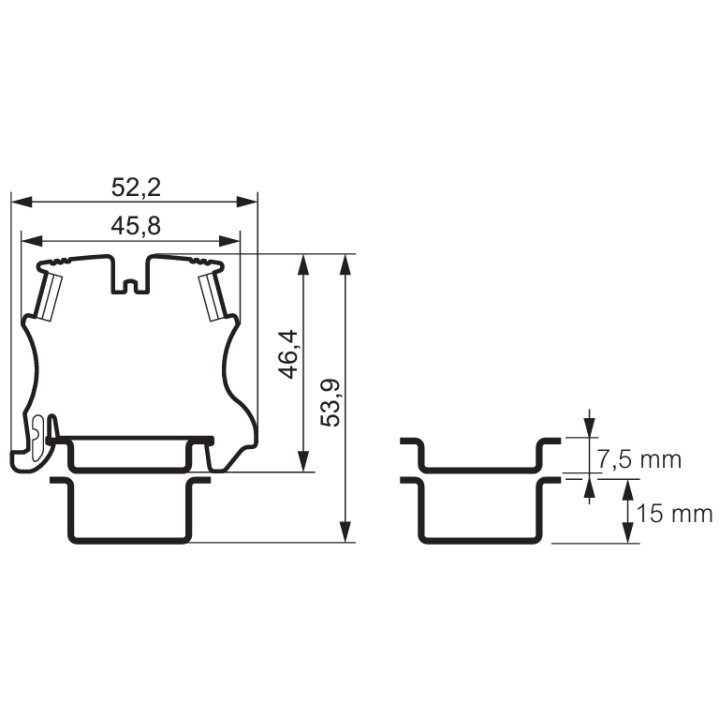 Legrand - Bloc jonction Viking 3 - À vis - Gris - Section 4mm² - 1 entrée & 1 sortie - Pas 6 mm - Réf : 037161