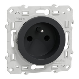 Schneider - Odace - Prise de courant Rénovation - Anthracite - 2P+T - 16A - 250V - Réf : S540049