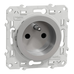 Schneider - Odace - Prise de courant Rénovation - Aluminium - 2P+T - 16A - 250V - Réf : S530049